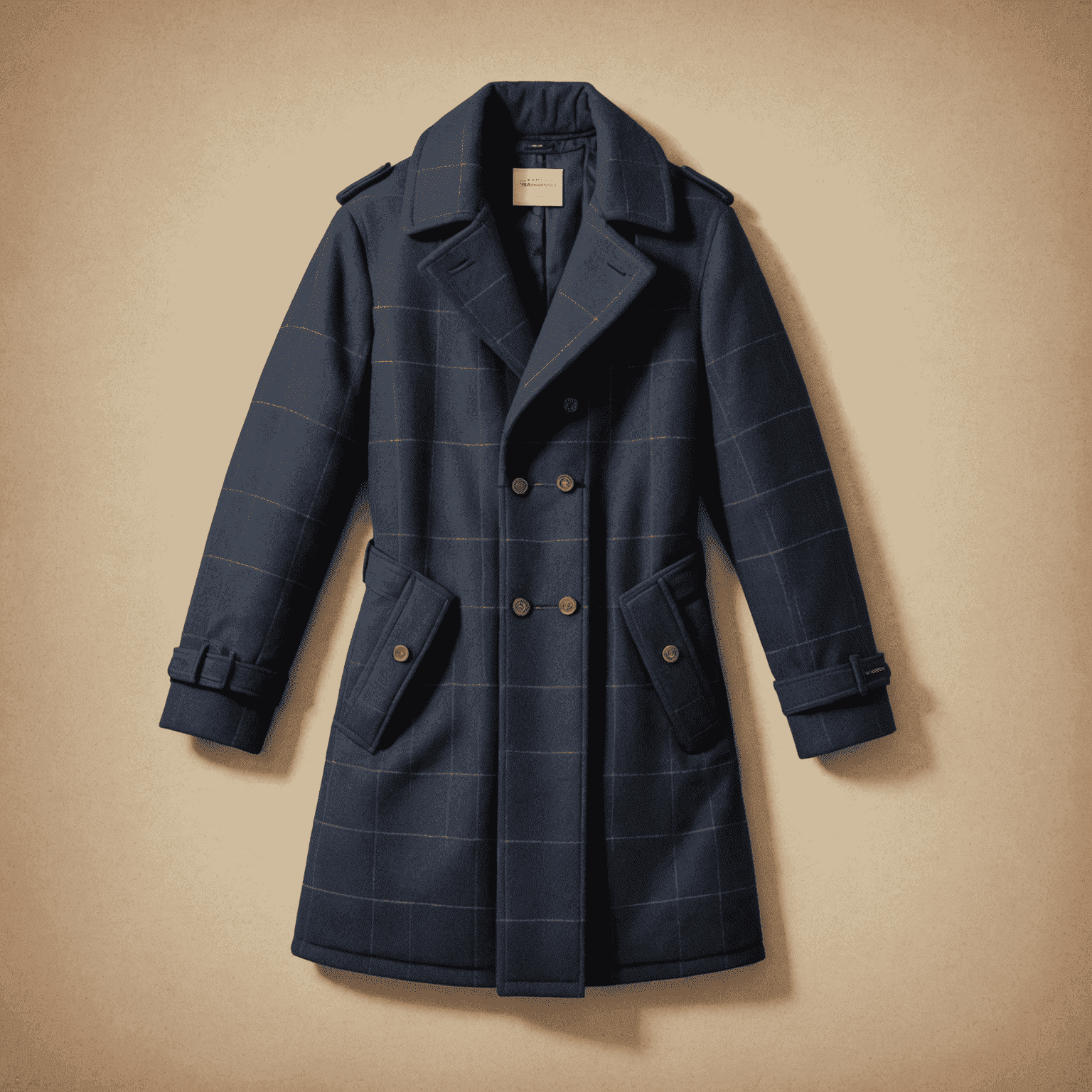 CheckingOvercoat Logo - A stylized coat silhouette with changing seasonal patterns