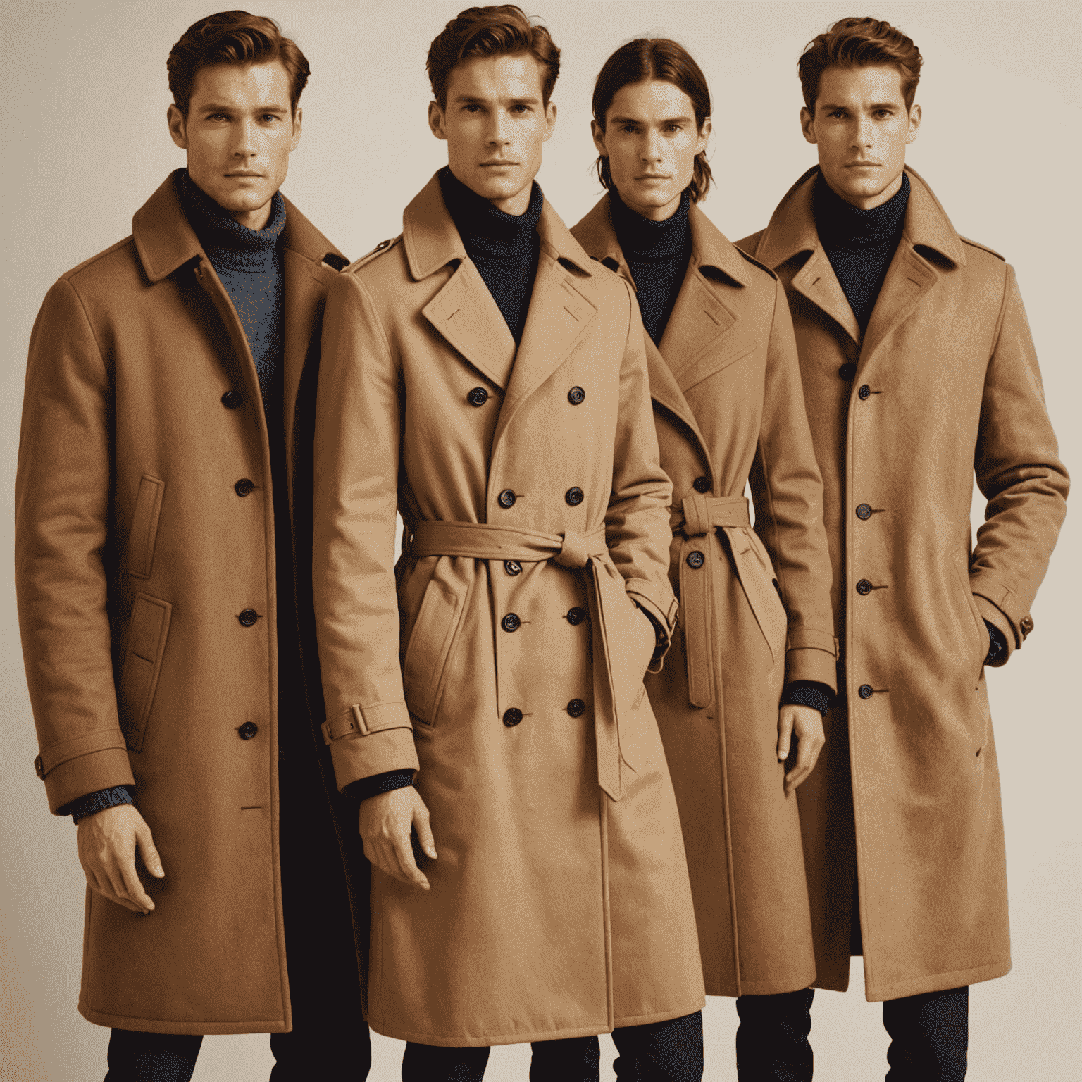 A collection of well-maintained coats in various styles and fabrics, showcasing their enduring quality